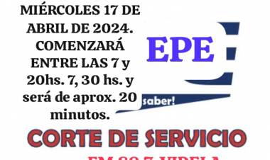 EPE INFORMA/ Corte Pogramado para Mañana Miercoles 17 de Abril