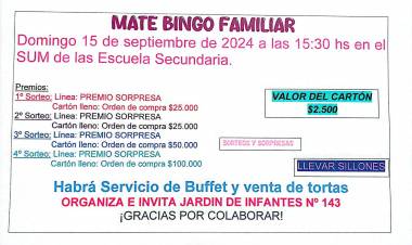 Mate Bingo Familiar//El evento es organizado e invitado por el Jardín de Infantes Nº 143.